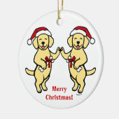 Cartoon kerstgeel labradors keramisch ornament (Links)