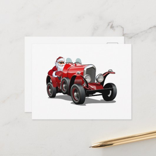 Cartoon kerstkaart briefkaart (Voorkant / Achterkant in situ)