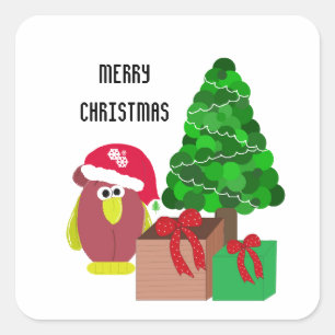 Cartoon kerstkip vierkante sticker