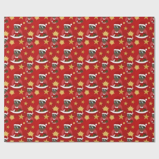 Cartoon kerstman cadeaupapier (Vlak)