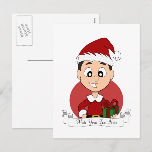 Cartoon kerstman feestdagenkaart (Voorkant / Achterkant)