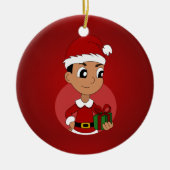 Cartoon kerstman keramisch ornament (Voorkant)