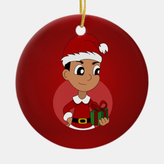 Cartoon kerstman keramisch ornament (Voorkant)