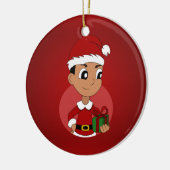 Cartoon kerstman keramisch ornament (Links)