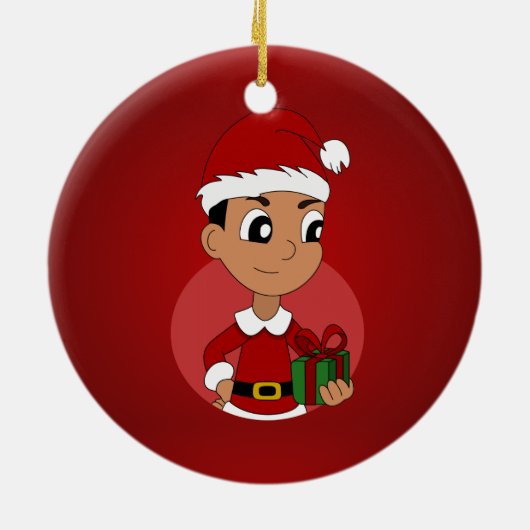 Cartoon kerstman keramisch ornament (Achterkant)