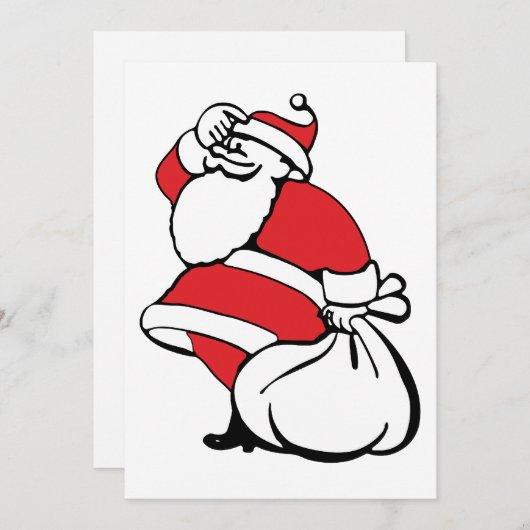 Cartoon Kerstman kerstman kerstman, speelgoedzak Feestdagenkaart (Voorkant / Achterkant)