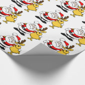 Cartoon Kerstman met deer-omslagpapier Cadeaupapier (Hoek)