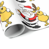 Cartoon Kerstman met deer-omslagpapier Cadeaupapier (Rol Hoek)