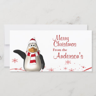 Cartoon Kerstman Pinguïn Kerstgroeten Feestdagenkaart
