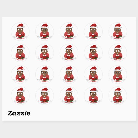 Cartoon kerstman ronde sticker (Vel)