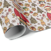 Cartoon Kerstmis Cadeaupapier (Rol Hoek)