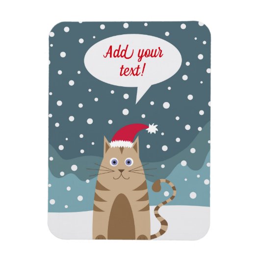 Cartoon kerstmis kittenspeech bubble add text magneet (Verticaal)