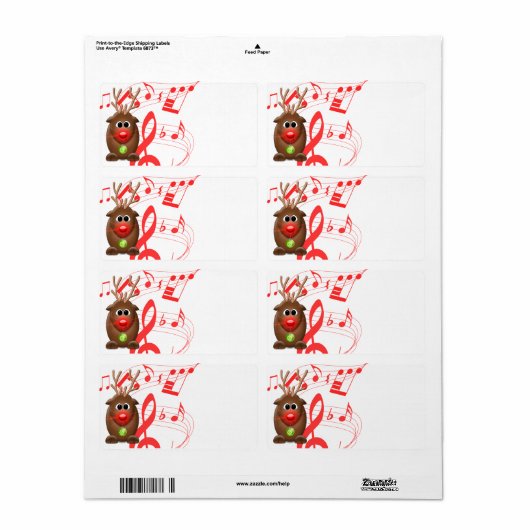 Cartoon Kerstmis Rendier Blank Verzendlabels Etiket (Full Sheet)