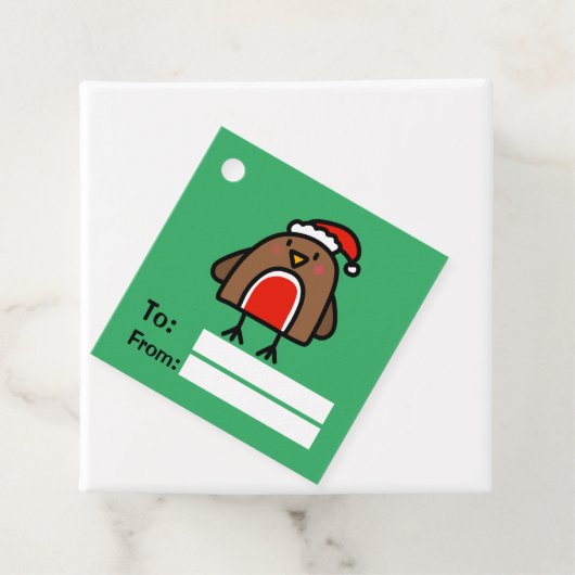 Cartoon Kerstmis Robin Fun Kinder Bedankjes Labels (In situ)
