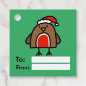 Cartoon Kerstmis Robin Fun Kinder Bedankjes Labels (Voorkant)