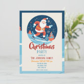 Cartoon Kerstmis Sinterklaas schaatsen Kaart (Staand voorkant)