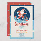 Cartoon Kerstmis Sinterklaas schaatsen Kaart (Voorkant / Achterkant)