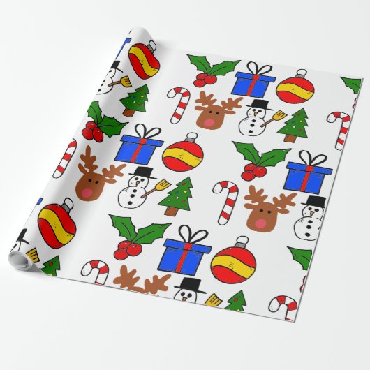 Cartoon kerstpapier cadeaupapier (Uitgerold)