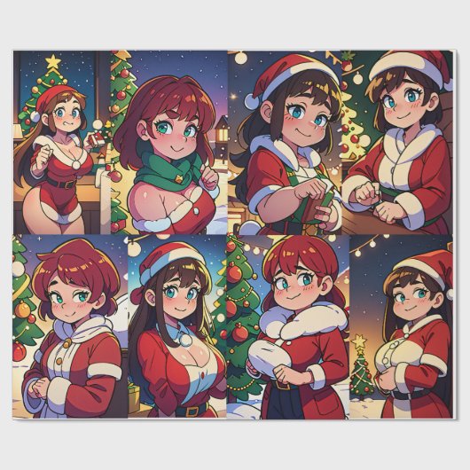 Cartoon kerstpapier cadeaupapier (Vlak)