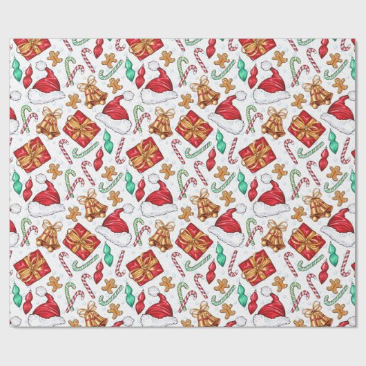 Cartoon kerstpatroon cadeaupapier (Vlak)