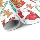 Cartoon kerstpatroon cadeaupapier (Rol Hoek)