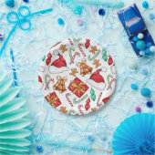 Cartoon kerstpatroon papieren bordje (Feest)