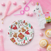 Cartoon kerstpatroon papieren bordje (Feest)