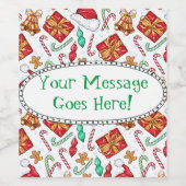 Cartoon kerstpatroon wijn etiket (Enkel label)