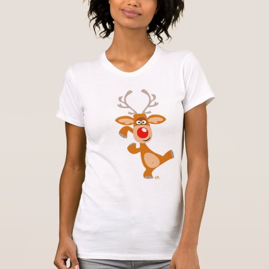 Cartoon kerstrendiertjes T-shirt voor dames (Voorkant)