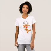 Cartoon kerstrendiertjes T-shirt voor dames (Voorkant volledig)