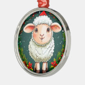 Cartoon kerstschaap metalen ornament (Links)
