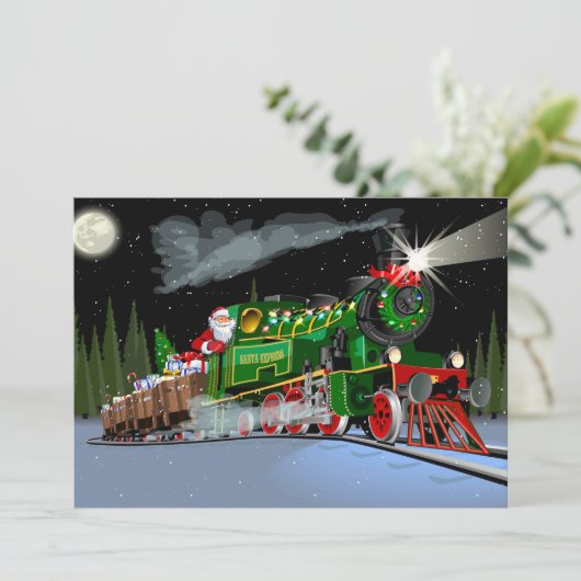 Cartoon kersttrein Briefkaart (Staand voorkant)