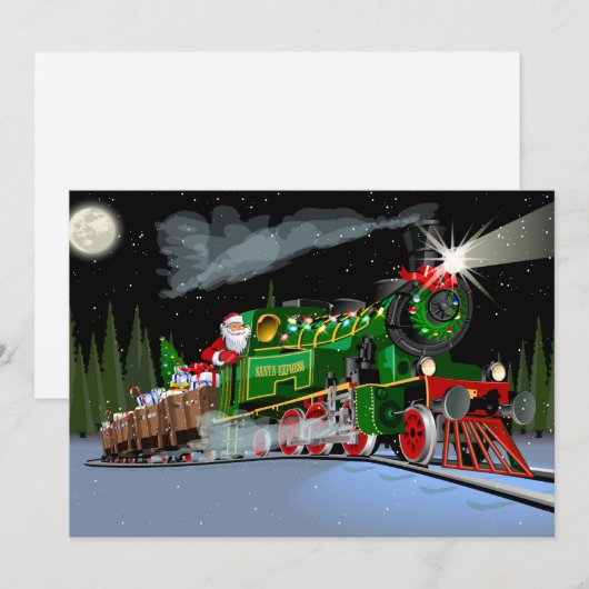 Cartoon kersttrein Briefkaart (Voorkant / Achterkant)