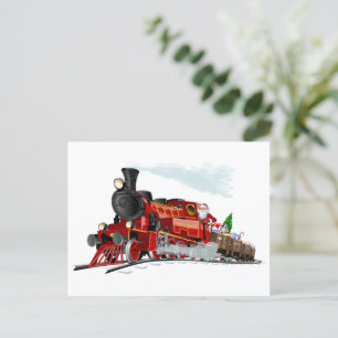 Cartoon kersttrein briefkaart