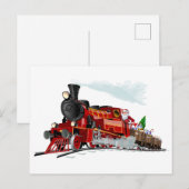 Cartoon kersttrein briefkaart (Voorkant / Achterkant)