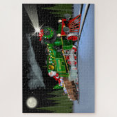 Cartoon kersttrein Briefkaart Legpuzzel (Verticaal)