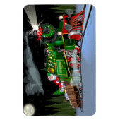 Cartoon kersttrein Briefkaart Magneet (Verticaal)