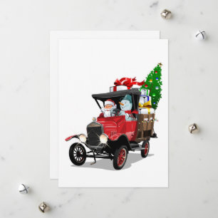 Cartoon Kersttruck Feestdagenkaart