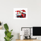 Cartoon Kersttruck Poster (Thuiskantoor)