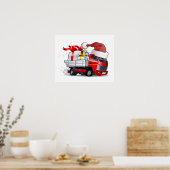 Cartoon Kersttruck Poster (Keuken)