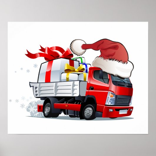 Cartoon Kersttruck Poster (Voorkant)
