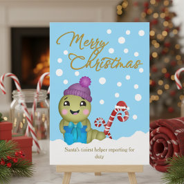 Cartoon Kerstworm Met Suikerstokje Feestdagenkaart