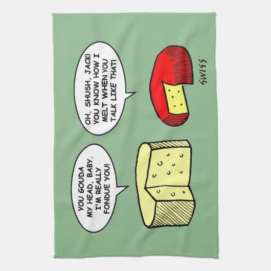 Cartoon Keuken van de Humoureuze Kastingpartij Theedoek (Verticaal)