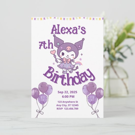 Cartoon Kids Verjaardag Uitnodiging Kaart (Staand voorkant)