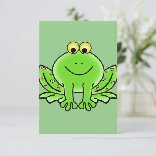 Cartoon kikker bedankkaart (Staand voorkant)