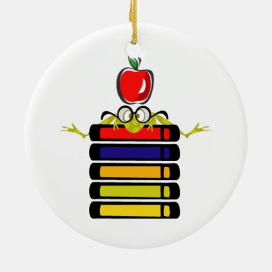 cartoon kikker en boeken ornament (Achterkant)