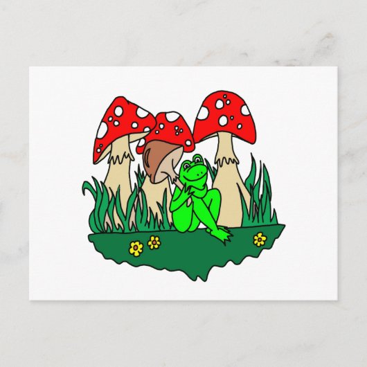 Cartoon Kikker en paddenstoelen Briefkaart (Voorkant)