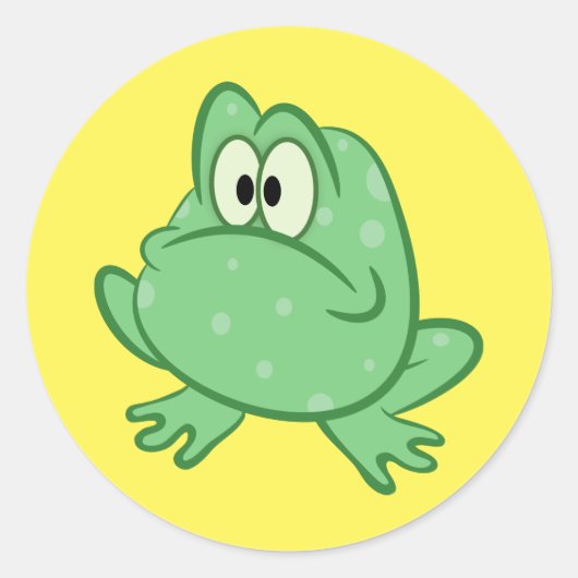 Cartoon kikker ronde sticker (Voorkant)