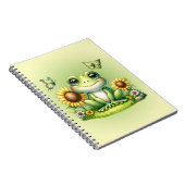 Cartoon Kikker Vlinders en Zonnebloemen Notitieboek (Rechterzijde)