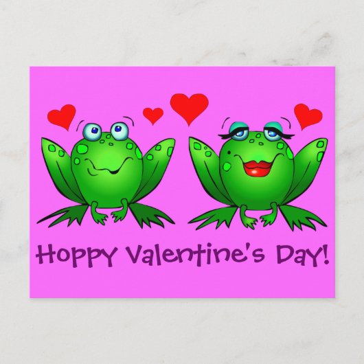 Cartoon Kikkers Love Briefkaart Hoppy Valentijnsda (Voorkant)